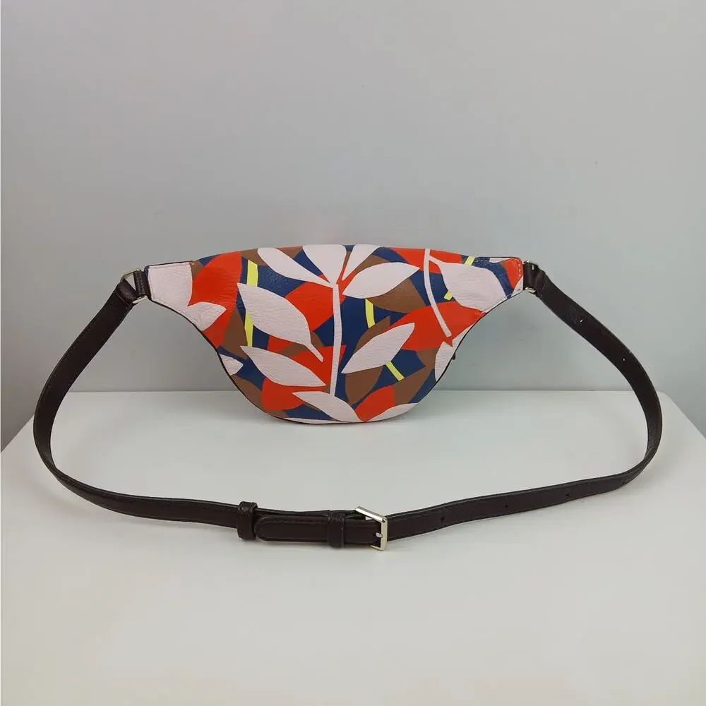 Kate Spade New York Jackson Belt Bag Tropical Toss Floral Print Pebbled Leather